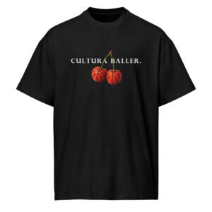 Playera oversize negra 100% algodón Cultura Baller vista frontal